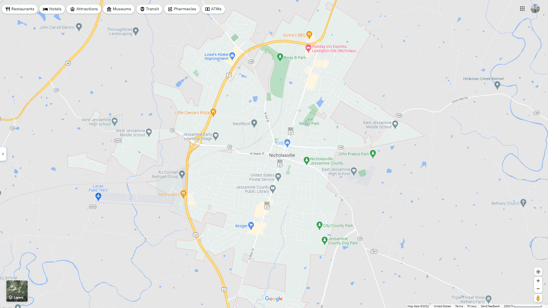 Nicholasville map